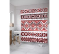 Штора (занавеска) для ванной JoyArty "Народная самобытность" из сатена, 180х200 см с крючками, sc_36549