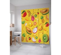 Штора (занавеска) для ванной JoyArty "Сочные кусочки" из сатена, 180х200 см с крючками, sc_71722