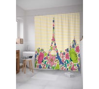 Штора (занавеска) для ванной JoyArty "Все хотят в париж" из сатена, 180х200 см с крючками, sc_8400