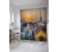 Штора (занавеска) для ванной JoyArty "Прага маслом" из сатена, 180х200 см с крючками, sc_36624