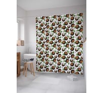Штора (занавеска) для ванной JoyArty "Кокосовые половинки" из сатена, 180х200 см с крючками, sc_70852