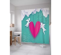 Штора (занавеска) для ванной JoyArty "Волшебные купидоны" из сатена, 180х200 см с крючками, sc_74569