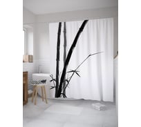 Штора (занавеска) для ванной JoyArty "Графика бамбука" из сатена, 180х200 см с крючками, sc_61327