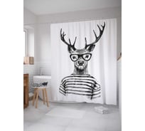 Штора (занавеска) для ванной JoyArty "Олений стиль" из сатена, 180х200 см с крючками, sc_9563