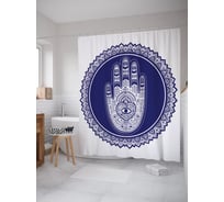 Штора (занавеска) для ванной JoyArty "Хамса со всевидящим оком" из сатена, 180х200 см с крючками, sc_64215
