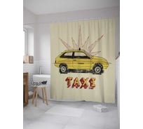 Штора (занавеска) для ванной JoyArty "Такси ретро" из сатена, 180х200 см с крючками, sc_35995