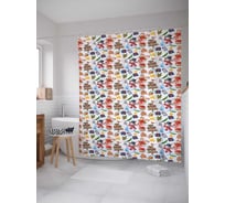Штора (занавеска) для ванной JoyArty "Новогодний скрапбук" из сатена, 180х200 см с крючками, sc_37069