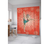 Штора (занавеска) для ванной JoyArty "Йога и мандала" из сатена, 180х200 см с крючками, sc_9706