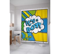 Штора (занавеска) для ванной JoyArty "Рождение мальчика" из сатена, 180х200 см с крючками, sc_35101