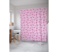 Штора (занавеска) для ванной JoyArty "Цветение зонтичных" из сатена, 180х200 см с крючками, sc_64398