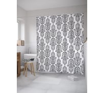 Штора (занавеска) для ванной JoyArty "Хамса дудл" из сатена, 180х200 см с крючками, sc_52571