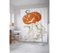 Штора (занавеска) для ванной JoyArty "Джек-фонарь джентельмен" из сатена, 180х200 см с крючками, sc_6007