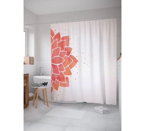 Штора (занавеска) для ванной JoyArty "Отрывок лепесткового орнамента" из сатена, 180х200 см с крючками, sc_52797 1