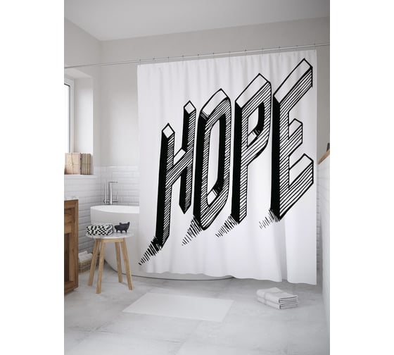 Штора (занавеска) для ванной JoyArty "Большая надежда" из сатена, 180х200 см с крючками, sc_61700 1