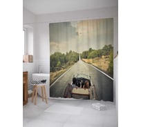 Штора (занавеска) для ванной JoyArty "Езда на кабриолете" из сатена, 180х200 см с крючками, sc_6610