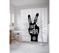 Штора (занавеска) для ванной JoyArty "Заниматься любовью, а не войной" из сатена, 180х200 см с крючками, sc_64377