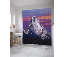 Штора (занавеска) для ванной JoyArty "Аннапурну красит восход" из сатена, 180х200 см с крючками, sc_61950