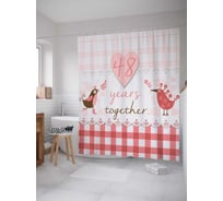 Штора (занавеска) для ванной JoyArty "48 лет вместе" из сатена, 180х200 см с крючками, sc_7776
