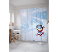 Штора (занавеска) для ванной JoyArty "С горы на лыжах" из сатена, 180х200 см с крючками, sc_63750
