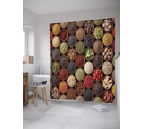 Штора (занавеска) для ванной JoyArty "Выбор специй" из сатена, 180х200 см с крючками, sc_36615