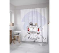 Штора (занавеска) для ванной JoyArty "Машина молодых" из сатена, 180х200 см с крючками, sc_35152