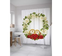 Штора (занавеска) для ванной JoyArty "Венок для молодоженов" из сатена, 180х200 см с крючками, sc_35141