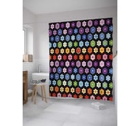 Штора (занавеска) для ванной JoyArty "Геометрия цветочных рядов" из сатена, 180х200 см с крючками, sc_36535