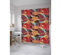 Штора (занавеска) для ванной JoyArty "Цветочный дудл" из сатена, 180х200 см с крючками, sc_35976