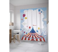 Штора (занавеска) для ванной JoyArty "Открытие цирка" из сатена, 180х200 см с крючками, sc_9503