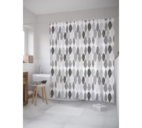 Штора (занавеска) для ванной JoyArty "Штрихованые листья" из сатена, 180х200 см с крючками, sc_61610