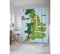 Штора (занавеска) для ванной JoyArty "Достопримечательности Англии" из сатена, 180х200 см с крючками, sc_6718