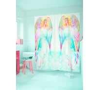 Штора (занавеска) для ванной JoyArty "Ангелы-хранители" из сатена, 180х200 см с крючками, sc_79795V1