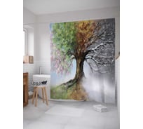 Штора (занавеска) для ванной JoyArty "Дерево с четырьмя сезонами" из сатена, 180х200 см с крючками, sc_6531