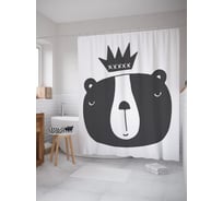 Штора (занавеска) для ванной JoyArty "Король медведей" из сатена, 180х200 см с крючками, sc_64277