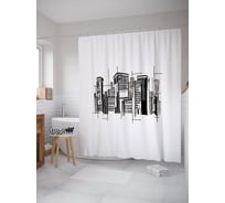 Штора (занавеска) для ванной JoyArty "Кварталы большого города" из сатена, 180х200 см с крючками, sc_53141