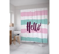 Штора (занавеска) для ванной JoyArty "Привет на полосках" из сатена, 180х200 см с крючками, sc_52968