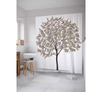 Штора (занавеска) для ванной JoyArty "Денежное дерево" из сатена, 180х200 см с крючками, sc_7666