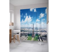 Штора (занавеска) для ванной JoyArty "Масштабы Эйфелевой башни" из сатена, 180х200 см с крючками, sc_37354