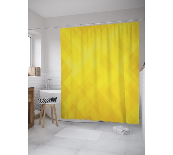 Штора (занавеска) для ванной JoyArty "Геометрический градиент" из сатена, 180х200 см с крючками, sc_55146 1