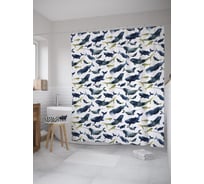 Штора (занавеска) для ванной JoyArty "Градиентные рыбы" из сатена, 180х200 см с крючками, sc_55211