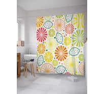 Штора (занавеска) для ванной JoyArty "Векторный разрез цитрусов" из сатена, 180х200 см с крючками, sc_64205