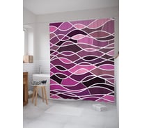 Штора (занавеска) для ванной JoyArty "Абстрактная геометрия волн" из сатена, 180х200 см с крючками, sc_64416