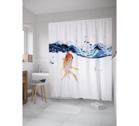 Штора (занавеска) для ванной JoyArty "Рыба у поверхности" из сатена, 180х200 см с крючками, sc_55067