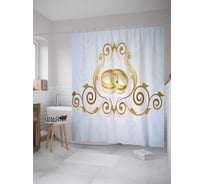 Штора (занавеска) для ванной JoyArty "Кольца с завитками" из сатена, 180х200 см с крючками, sc_35172