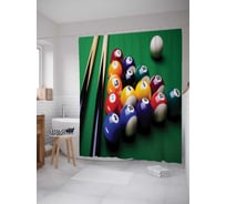 Штора (занавеска) для ванной JoyArty "Бильярдный набор" из сатена, 180х200 см с крючками, sc_9906