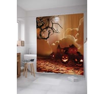 Штора (занавеска) для ванной JoyArty "Полнолуние на Хеллоуин" из сатена, 180х200 см с крючками, sc_4801