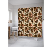 Штора (занавеска) для ванной JoyArty "Африканская геометрия" из сатена, 180х200 см с крючками, sc_52482