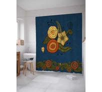 Штора (занавеска) для ванной JoyArty "Букет дудл" из сатена, 180х200 см с крючками, sc_37348