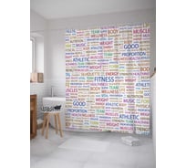 Штора (занавеска) для ванной JoyArty "Все о спорте" из сатена, 180х200 см с крючками, sc_36931