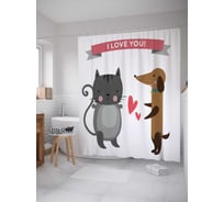 Штора (занавеска) для ванной JoyArty "Любовные чувства" из сатена, 180х200 см с крючками, sc_9743